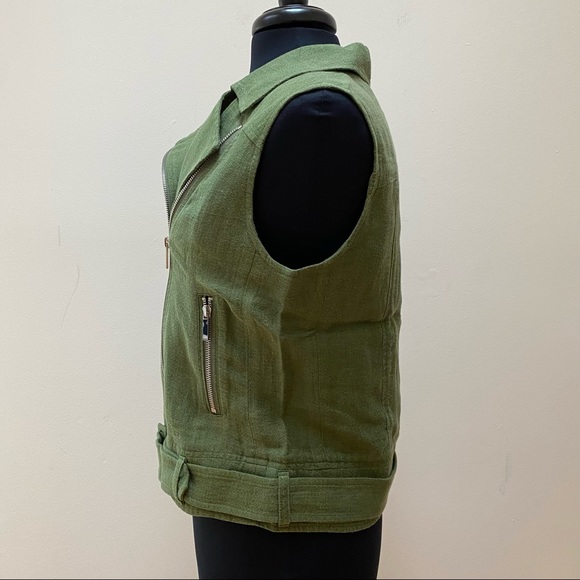 NEW Elizabeth And James Green Tegan Biker Vest - Picture 3 of 9